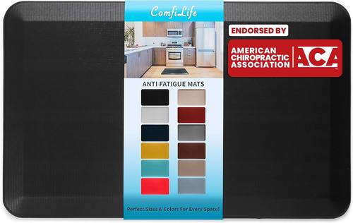 ComfiLife Anti Fatigue Floor Mat, 3/4 Inch Thick Kitchen Mats for Floor, Standing Desk Mat, Kitchen Rug, Comfort at Home, Office, Durable, Stain Resistant, Non-Slip Bottom (20" x 32", Black)