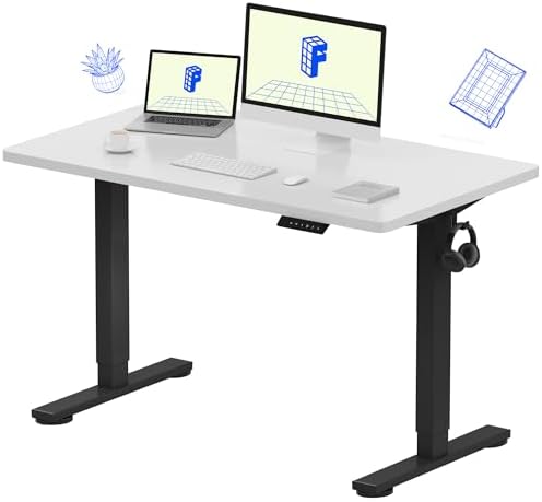 FLEXISPOT EN1 One-Piece Standing Desk, Electric Adjustable with 4 Memory Presets, 176 LBS Capacity, Stable & Quiet, Seamless Desktop for Home Office & Dual Monitors, 48"x24" Black
