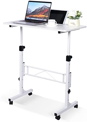 KLSMYHOKI Standing Desk Adjustable Height, Mobile Stand Up Desk with Wheels