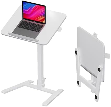 alawooder 25" Mobile Folding Desk: Pneumatic Sit-Stand, No Assembly