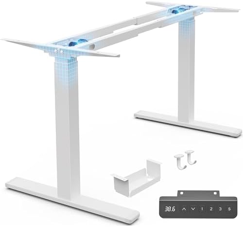 Huuger Dual Motor Electric Standing Desk Frame, Sit Stand up Desk Leg, Black Frame Only