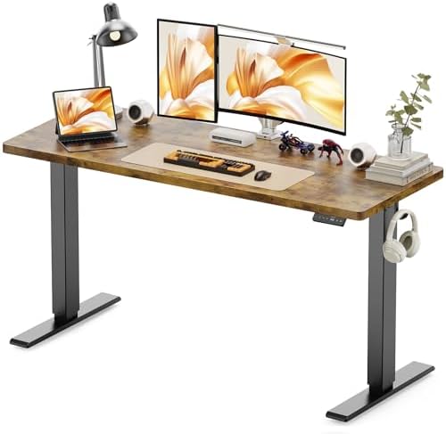WALKINGDESK 40x24 Inches Height Adjustable Electric Standing Desk with 2 Hooks for Home Office, Ergonomic Sit Stand up Desk with Splice Board, Black