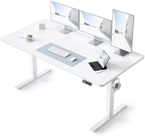 BANTI 48 × 24 Inches Standing Desk, Ergonomic, Electric Height Adjustable, Sit and Stand Up, Computer Office Desk with Splice Board, Black Frame/Black Walnut Top