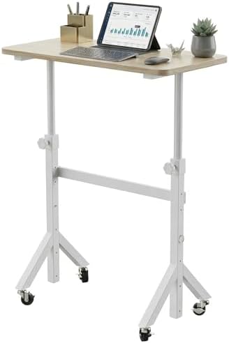 HUANUO 28-46" Small Standing Desk Adjustable Heigh, Mobile Stand Up Desk with...
