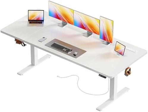 Huuger 47 X 24 Inch Electric Standing Desk with Power Outlets and USB-C Port, Height Adjustable Desk, Sit Stand Desk for Home Office, Computer & Gaming Desk with 3 Presets, Stable Steel Frame, Black