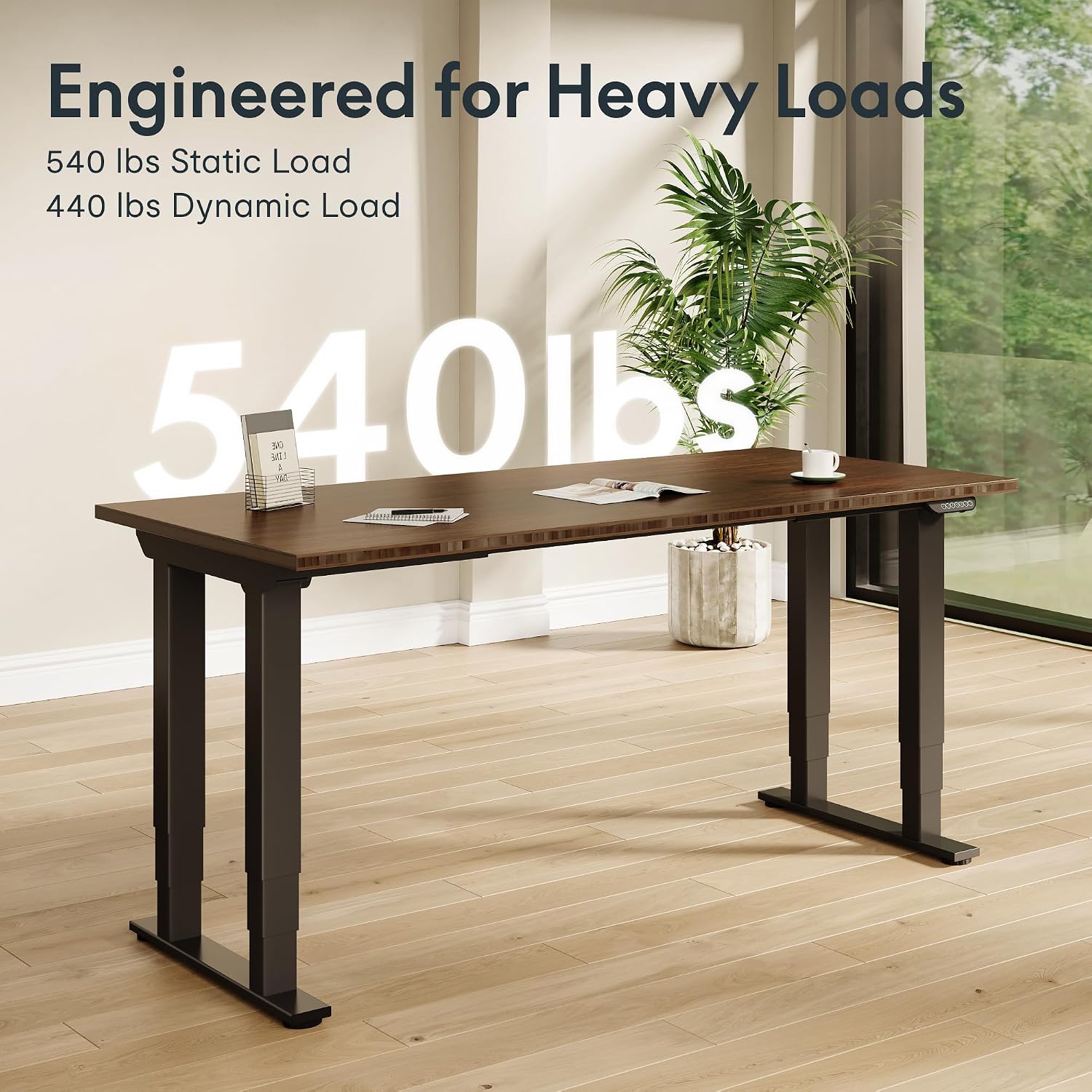 FLEXISPOT E6Q Premium 4-Leg Standing Desk, 55"x28", Dark