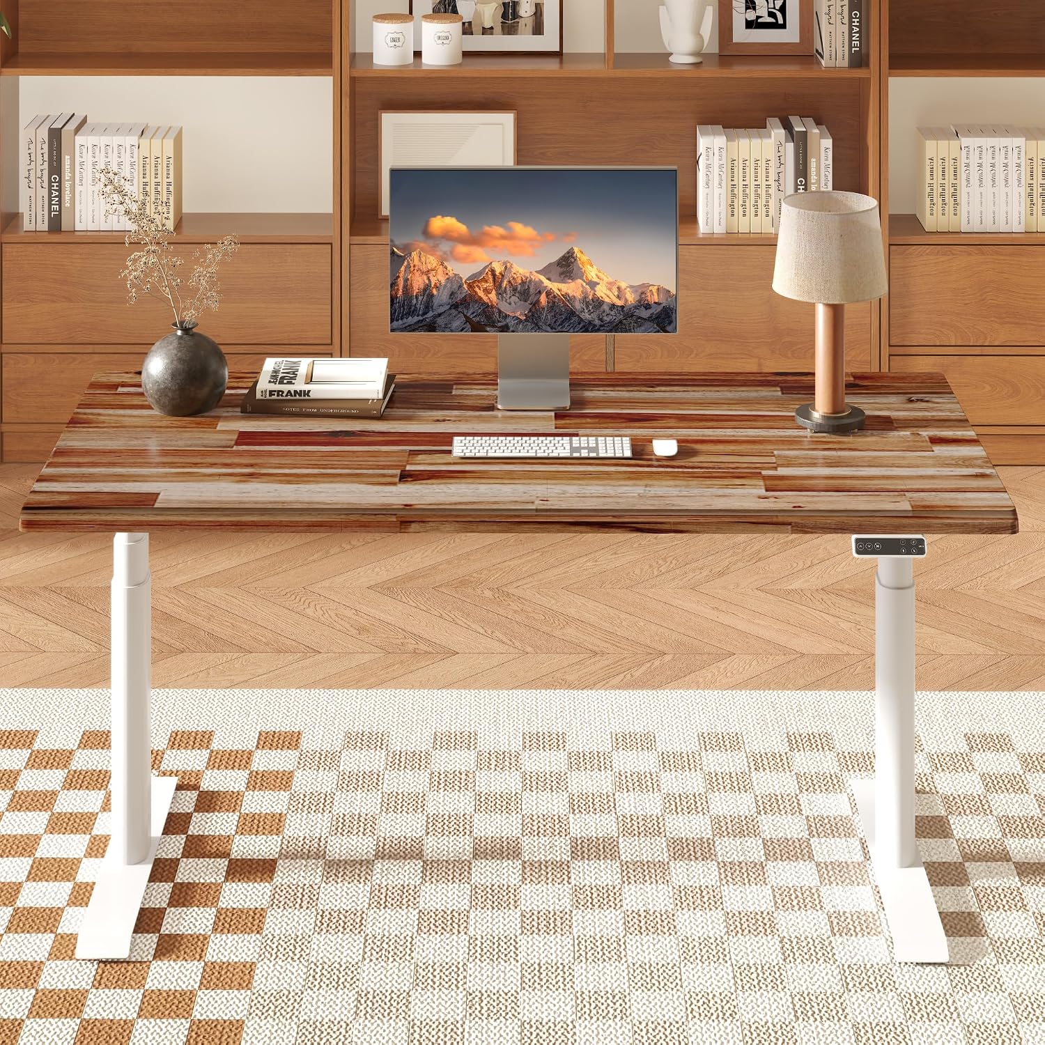 FLEXISPOT E8 Premium Standing Desk, Oval Legs, Solid Acacia Wood Top, Brown |...